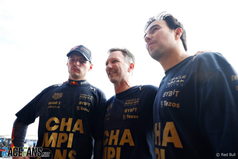 Max Verstappen, Christian Horner, Sergio Perez, Red Bull, 2023