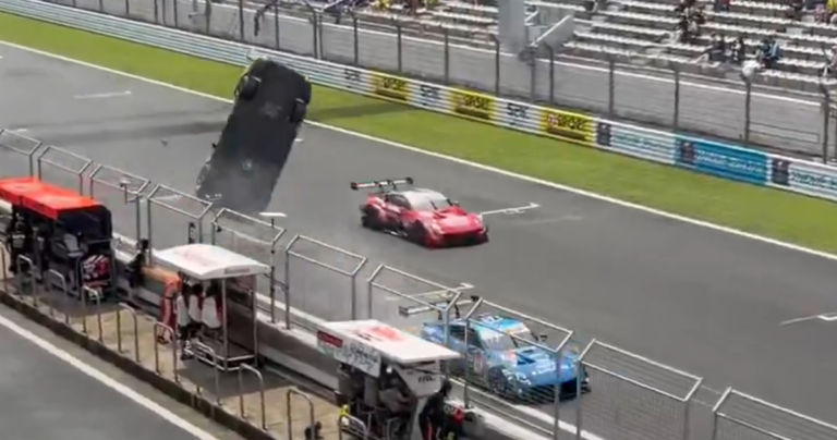 Super GT car flies into the air during terrifying crash