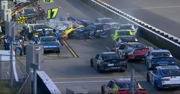 Bizarre pit lane incident causes crazy blockage